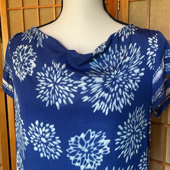 Sigrid Olsen Signature Dress Indigo Blue Print Dress - Picture 6 of 16